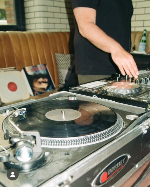 DJ spinning records