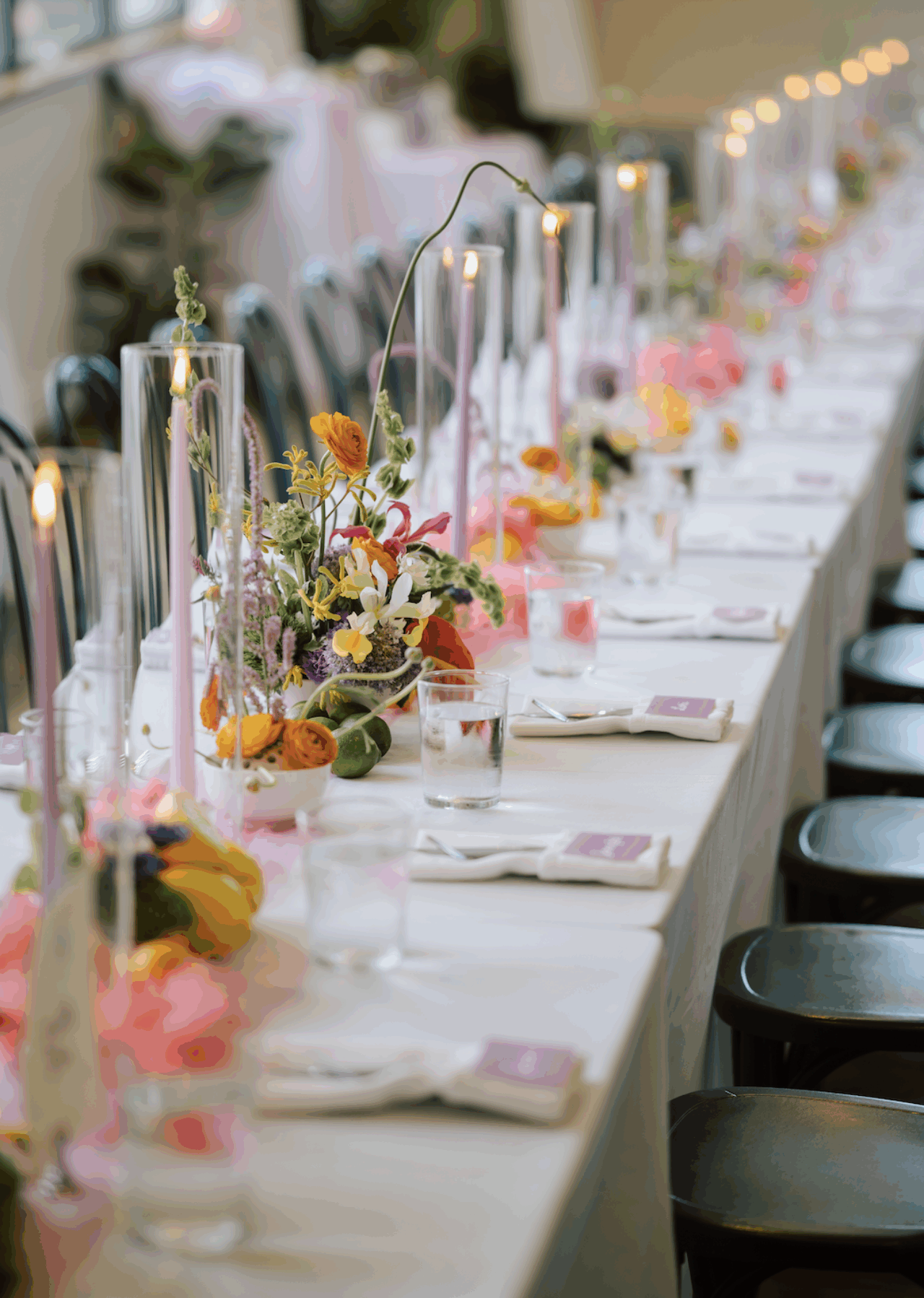 Decorations at a long table